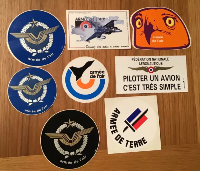 LOT DE 8 autocollants sticker anciens Armée de l'air de terre EUR 7,00 ...